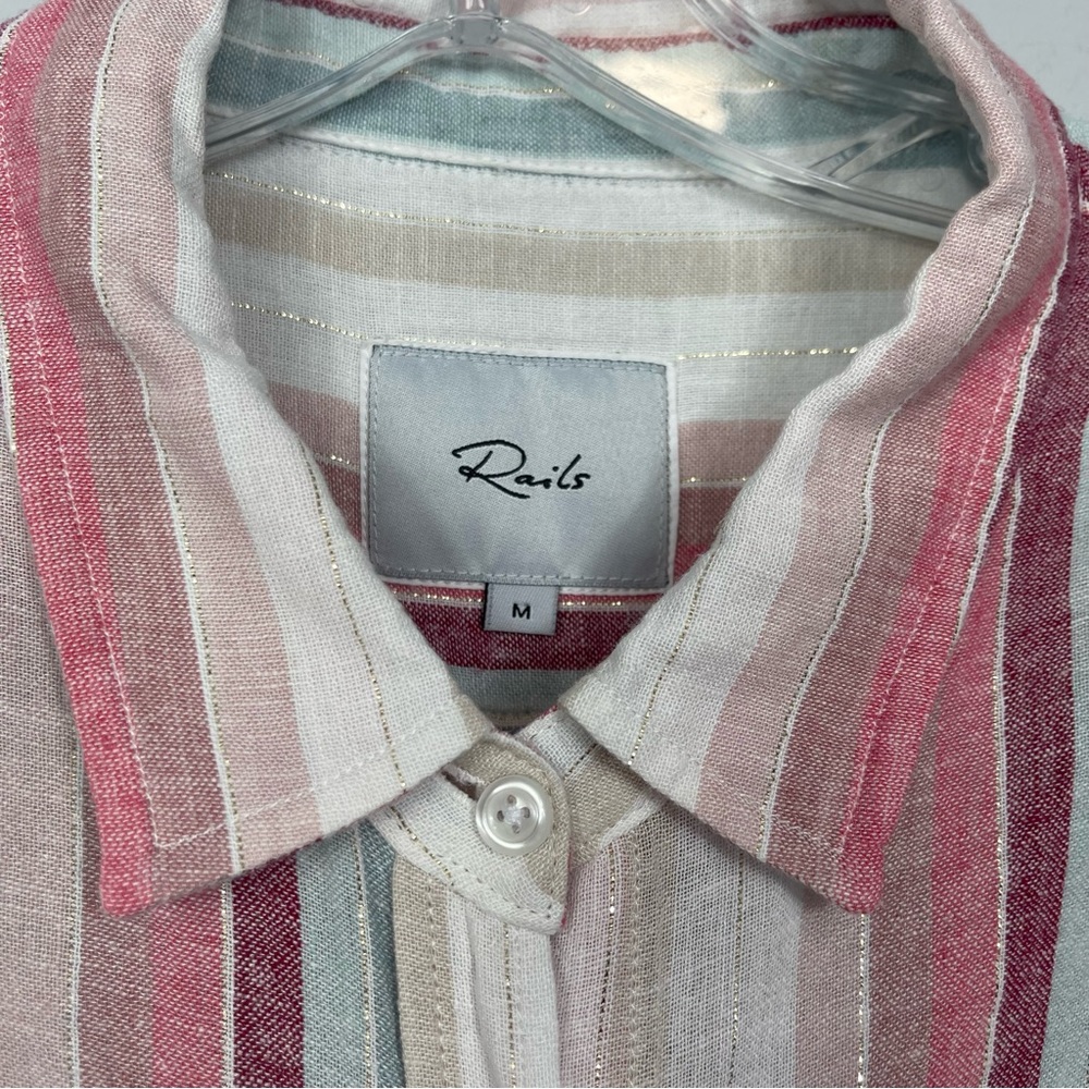 Rails Charli Button Down Top Tropic Metallic Stri… - image 7